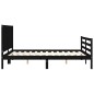 vidaXL Giroletto con Testiera Nero 160x200 cm Legno Massello vidaXL Giroletto con Testiera Nero 160x200 cm Legno Massello