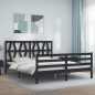 vidaXL Giroletto con Testiera Nero 160x200 cm Legno Massello vidaXL Giroletto con Testiera Nero 160x200 cm Legno Massello