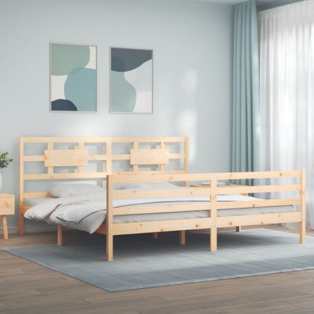 vidaXL Giroletto con Testiera 200x200 cm in Legno Massello