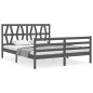 vidaXL Giroletto con Testiera Grigio 5FT King Size in Legno Massello vidaXL Giroletto con Testiera Grigio 5FT King Size in Legno Massello