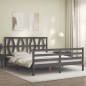 vidaXL Giroletto con Testiera Grigio 5FT King Size in Legno Massello vidaXL Giroletto con Testiera Grigio 5FT King Size in Legno Massello