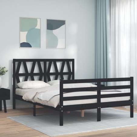 vidaXL Giroletto con Testiera Nero 140x190 cm in Legno Massello