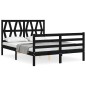 vidaXL Giroletto con Testiera Nero 140x190 cm in Legno Massello