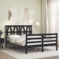 vidaXL Giroletto con Testiera Nero 140x190 cm in Legno Massello