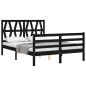vidaXL Giroletto con Testiera Nero 140x190 cm in Legno Massello