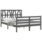 vidaXL Giroletto con Testiera Grigio 140x190 cm in Legno Massello