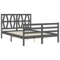 vidaXL Giroletto con Testiera Grigio 140x190 cm in Legno Massello