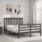 vidaXL Giroletto con Testiera Grigio 4FT Small Double Legno Massello