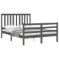 vidaXL Giroletto con Testiera Grigio 4FT Small Double Legno Massello