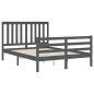 vidaXL Giroletto con Testiera Grigio 4FT Small Double Legno Massello