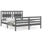 vidaXL Giroletto con Testiera Grigio 5FT King Size in Legno Massello