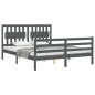 vidaXL Giroletto con Testiera Grigio 5FT King Size in Legno Massello