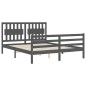 vidaXL Giroletto con Testiera Grigio 5FT King Size in Legno Massello