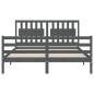 vidaXL Giroletto con Testiera Grigio 5FT King Size in Legno Massello