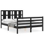 vidaXL Giroletto con Testiera Nero 140x190 cm in Legno Massello vidaXL Giroletto con Testiera Nero 140x190 cm in Legno Massello