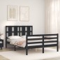 vidaXL Giroletto con Testiera Nero 140x190 cm in Legno Massello vidaXL Giroletto con Testiera Nero 140x190 cm in Legno Massello