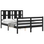 vidaXL Giroletto con Testiera Nero 140x190 cm in Legno Massello vidaXL Giroletto con Testiera Nero 140x190 cm in Legno Massello