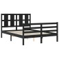 vidaXL Giroletto con Testiera Nero 140x190 cm in Legno Massello vidaXL Giroletto con Testiera Nero 140x190 cm in Legno Massello
