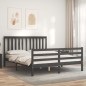 vidaXL Giroletto con Testiera Grigio 5FT King Size in Legno Massello vidaXL Giroletto con Testiera Grigio 5FT King Size in Legno Massello