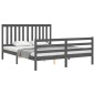vidaXL Giroletto con Testiera Grigio 5FT King Size in Legno Massello vidaXL Giroletto con Testiera Grigio 5FT King Size in Legno Massello