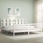 vidaXL Giroletto con Testiera Bianco 200x200 cm in Legno Massello