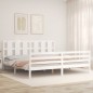 vidaXL Giroletto con Testiera Bianco 200x200 cm in Legno Massello