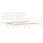 vidaXL Giroletto con Testiera Bianco 200x200 cm in Legno Massello