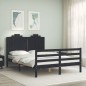 vidaXL Giroletto con Testiera Nero 140x200 cm in Legno Massello vidaXL Giroletto con Testiera Nero 140x200 cm in Legno Massello