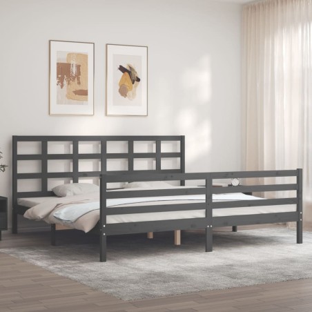vidaXL Giroletto con Testiera Grigio 200x200 cm in Legno Massello