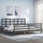 vidaXL Giroletto con Testiera Grigio 200x200 cm in Legno Massello vidaXL Giroletto con Testiera Grigio 200x200 cm in Legno Massello