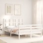 vidaXL Giroletto con Testiera Bianco 140x200 cm in Legno Massello vidaXL Giroletto con Testiera Bianco 140x200 cm in Legno Massello