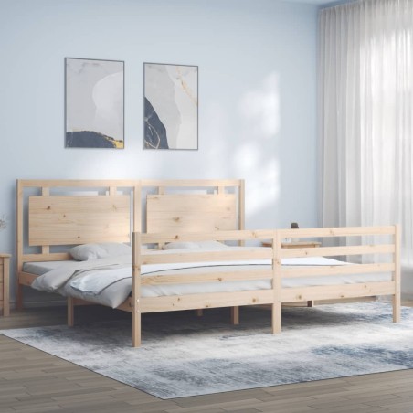 vidaXL Giroletto con Testiera 200x200 cm in Legno Massello