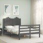 vidaXL Giroletto con Testiera Grigio 4FT Small Double Legno Massello vidaXL Giroletto con Testiera Grigio 4FT Small Double Legno Massello