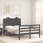 vidaXL Giroletto con Testiera Grigio 4FT Small Double Legno Massello vidaXL Giroletto con Testiera Grigio 4FT Small Double Legno Massello