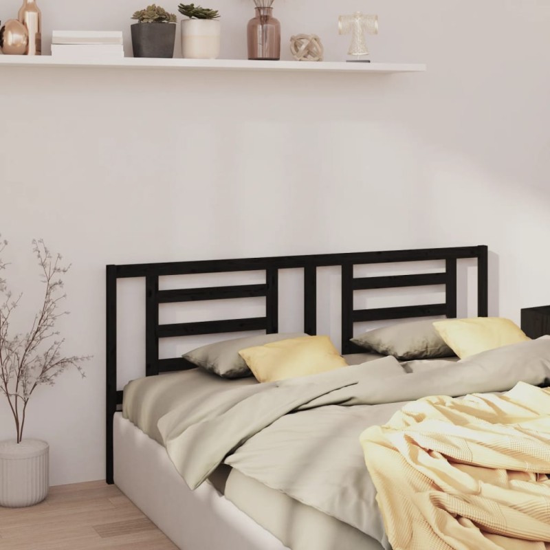Testiera per Letto Nera 156x4x100 cm in Legno Massello di Pino Testiera per Letto Nera 156x4x100 cm in Legno Massello di Pino