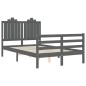 vidaXL Giroletto con Testiera Grigio 4FT Small Double Legno Massello vidaXL Giroletto con Testiera Grigio 4FT Small Double Legno Massello