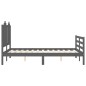 vidaXL Giroletto con Testiera Grigio 4FT Small Double Legno Massello vidaXL Giroletto con Testiera Grigio 4FT Small Double Legno Massello