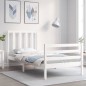 vidaXL Giroletto con Testiera Bianco 90x200 cm in Legno Massello