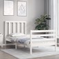 vidaXL Giroletto con Testiera Bianco 90x200 cm in Legno Massello
