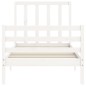 vidaXL Giroletto con Testiera Bianco 90x200 cm in Legno Massello