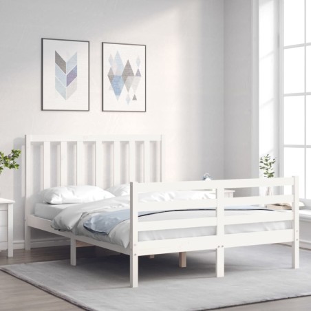 vidaXL Giroletto con Testiera Bianco 120x200 cm in Legno Massello