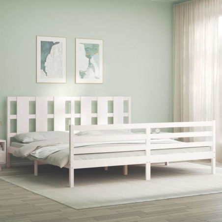 vidaXL Giroletto con Testiera Bianco 6FT Super King in Legno Massello