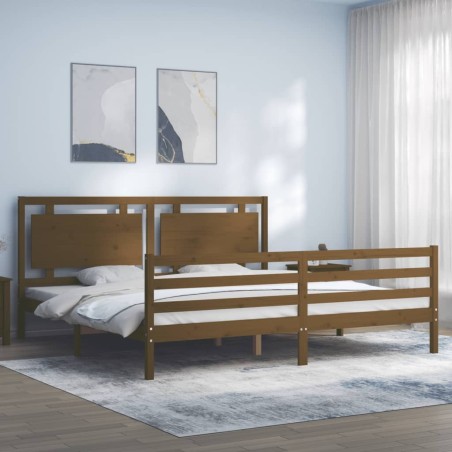 vidaXL Giroletto con Testiera Miele 6FT Super King in Legno Massello
