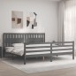 vidaXL Giroletto con Testiera Grigio 200x200 cm in Legno Massello vidaXL Giroletto con Testiera Grigio 200x200 cm in Legno Massello
