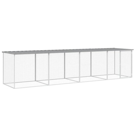 vidaXL Gabbia Polli Tetto Grigio Chiaro 403x98x90 cm Acciaio Zincato