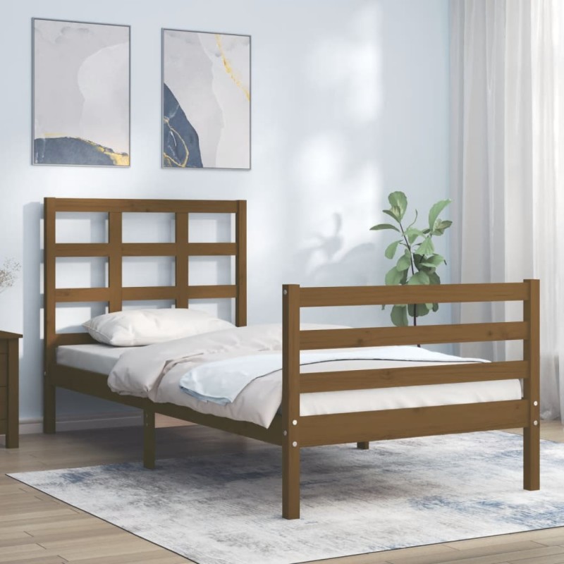vidaXL Giroletto con Testiera Miele 100x200 cm in Legno Massello