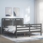 vidaXL Giroletto con Testiera Grigio 5FT King Size in Legno Massello vidaXL Giroletto con Testiera Grigio 5FT King Size in Legno Massello