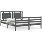 vidaXL Giroletto con Testiera Grigio 5FT King Size in Legno Massello vidaXL Giroletto con Testiera Grigio 5FT King Size in Legno Massello