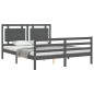 vidaXL Giroletto con Testiera Grigio 5FT King Size in Legno Massello vidaXL Giroletto con Testiera Grigio 5FT King Size in Legno Massello