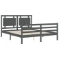 vidaXL Giroletto con Testiera Grigio 5FT King Size in Legno Massello vidaXL Giroletto con Testiera Grigio 5FT King Size in Legno Massello